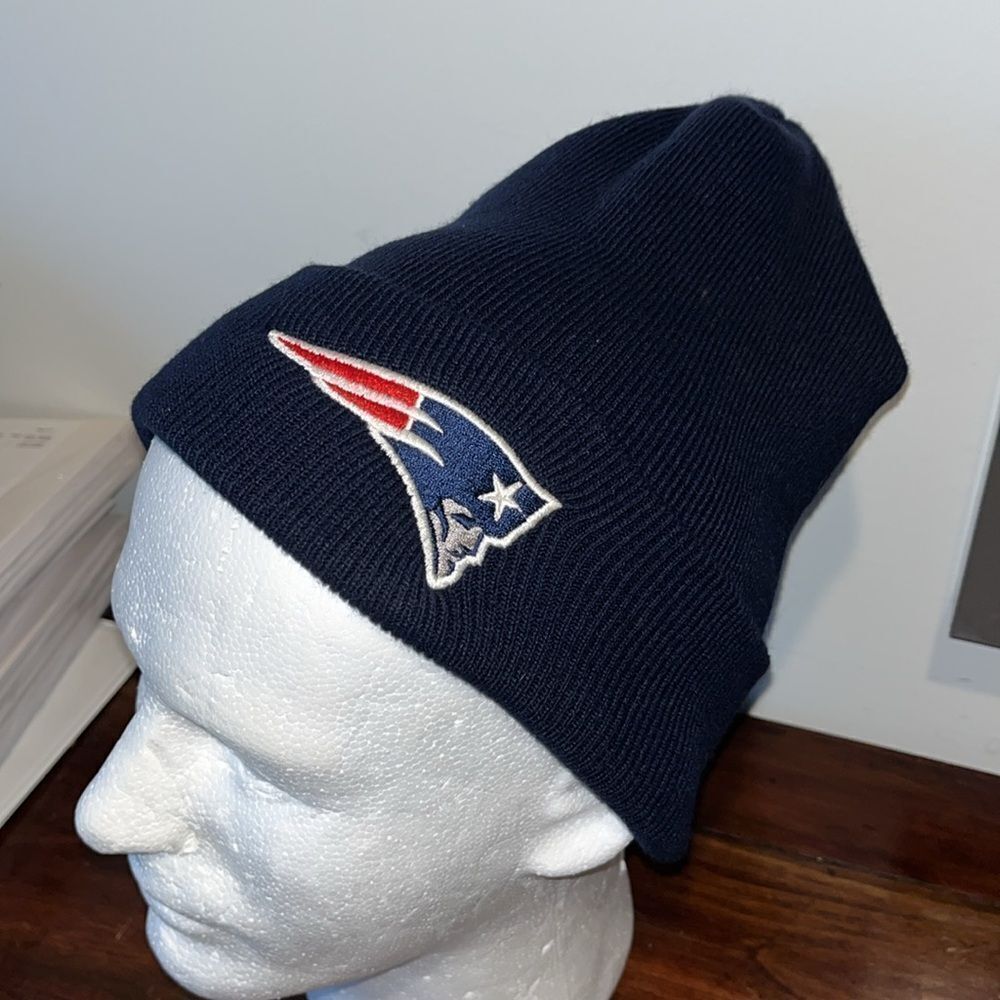 Vintage New England Patriots Made in USA cuffed Knit Beanie Ski Snowboard Cap